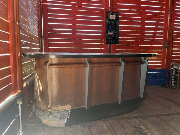 Bar des années 50 en chêne et Formica