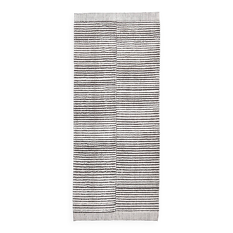 Tapis de couloir vintage à rayures marron et blanc 4x10, 131x303 cm