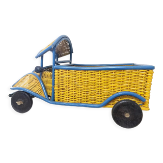Wicker and handcrafted wooden truck, 1960-70