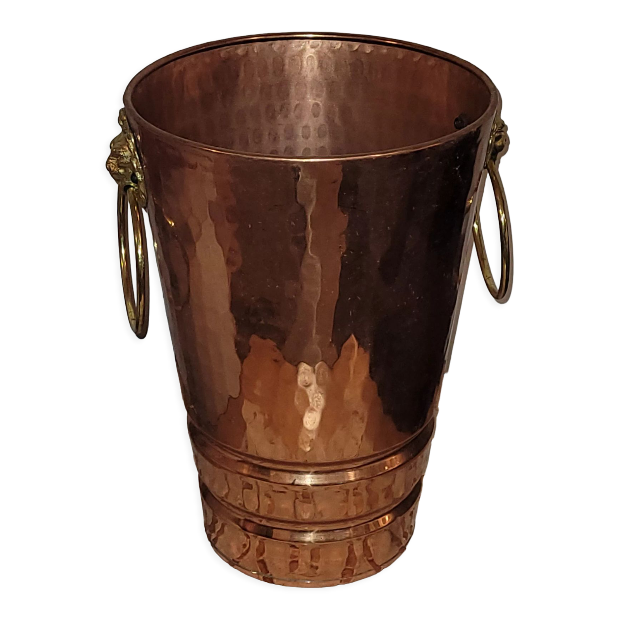 Umbrella door or hammered copper cane holder Lecellier Villedieu