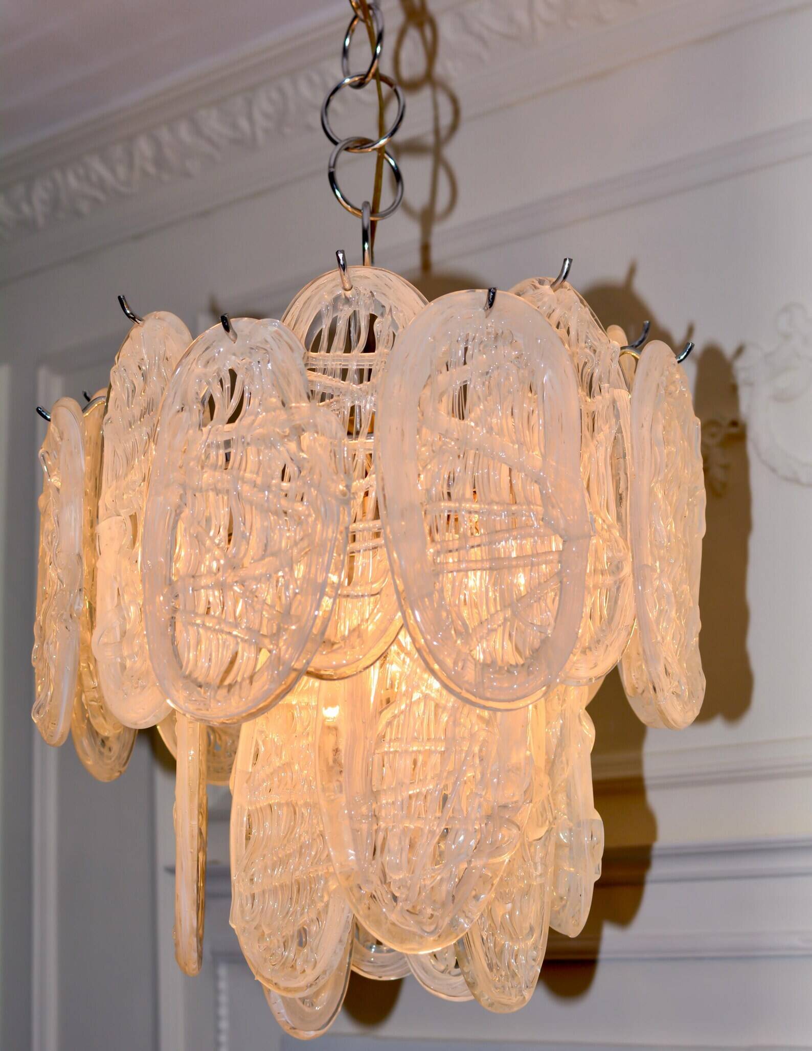 Lustre Mazzega italien vintage en verre texturé, années 1960–1970