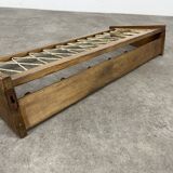 Vintage wooden wall coat rack with 6 chalet-style hooks