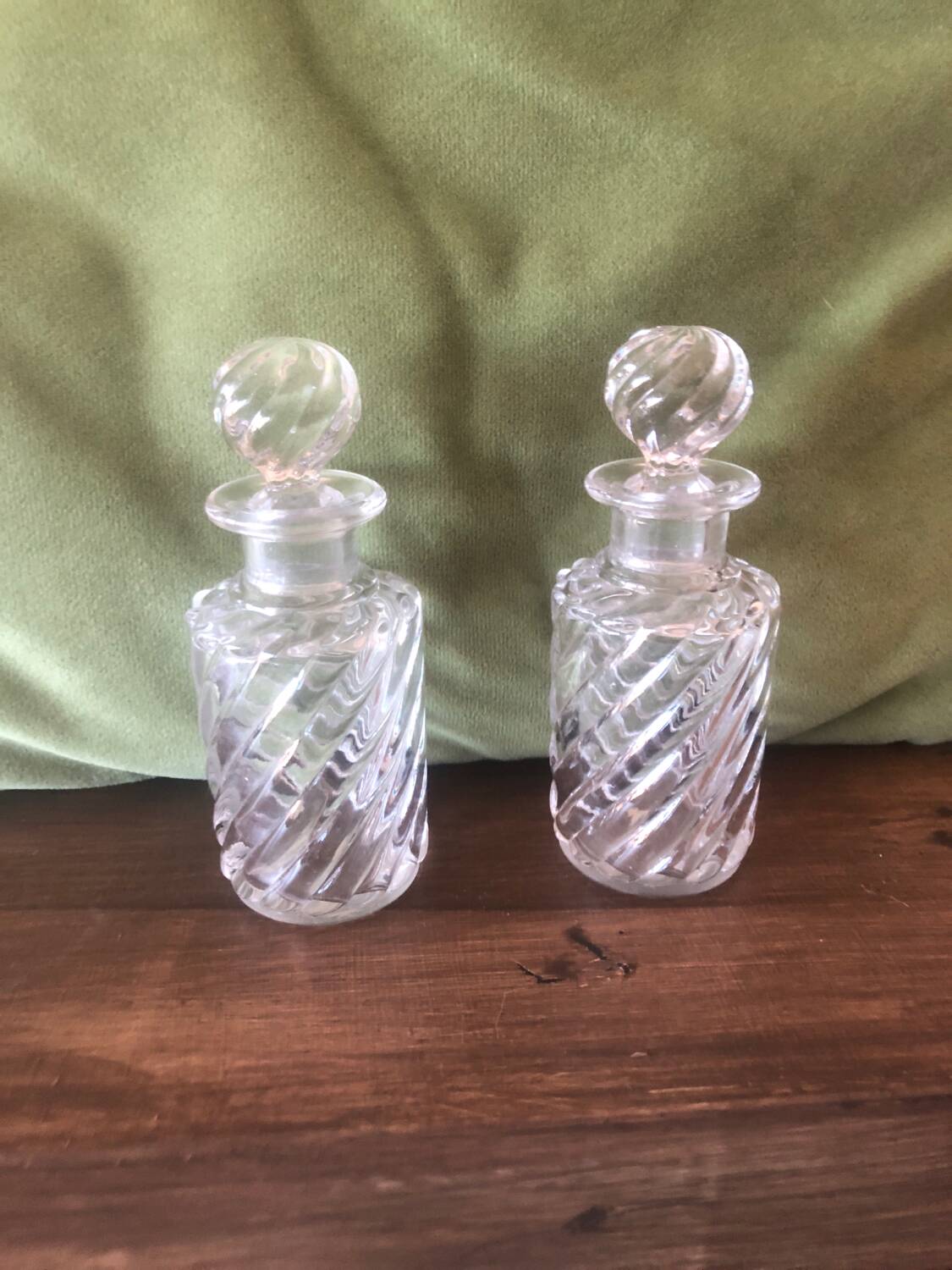 Baccarat Crystal Pair of Antique Bamboo Model Bottles, 19th Century