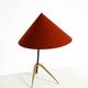 Large Kalmar Mid-Century tripod brass table lamp with a new fabric shade
