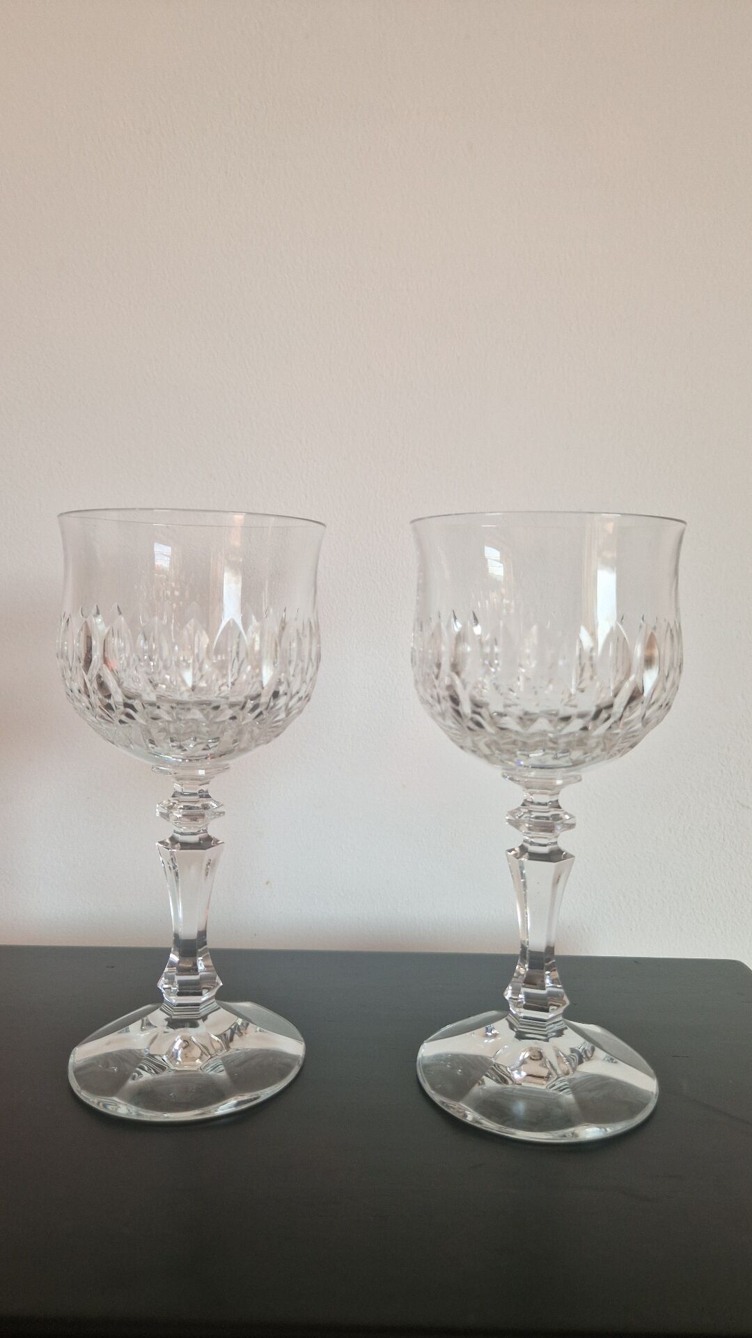 Pair of cut crystal wine glasses Schott Zwiesel