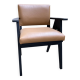 Compass leg armchair - teak and leather