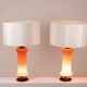 Pair of orange glass lamps. 1970s.