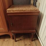 Wooden bedside table with mobile marble top