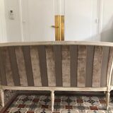 Banquette ancienne velours style Louis XVI