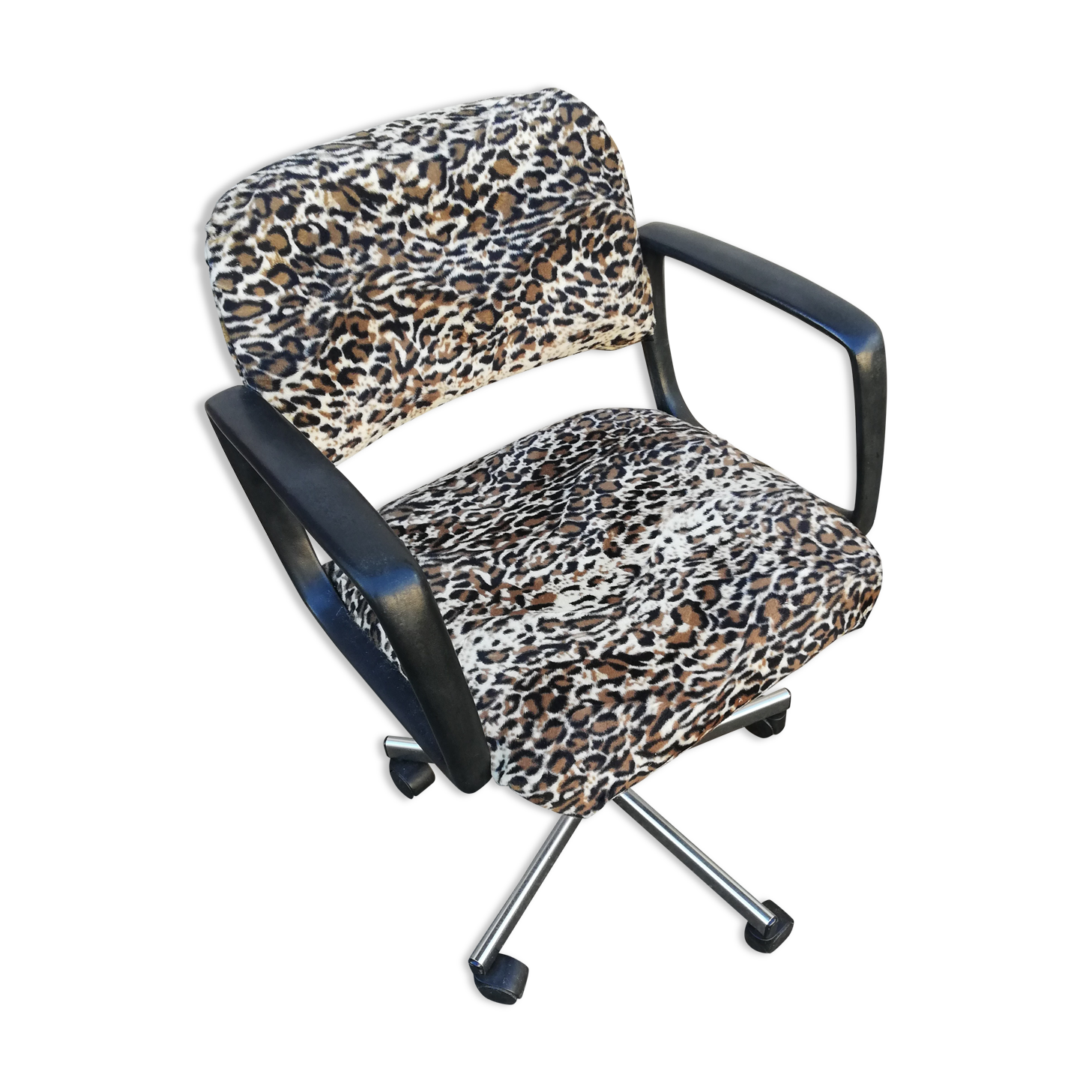 Vintage leopard fabric office chair