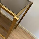 Brass console and smoked glass italy 1970