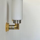 Pair of vintage sconces, opaline brass and steel, Germany 1970
