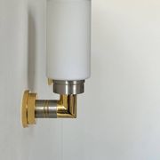 Pair of vintage sconces, opaline brass and steel, Germany 1970