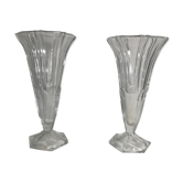 Pair of old moulded glass vases
