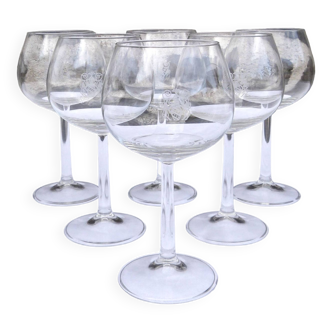 Set of 6 stemmed glasses with crest