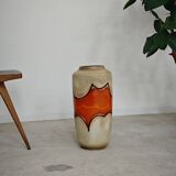 Large West Germany glazed vase with orange and beige shades