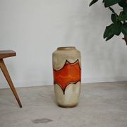 Grand vase émaillé West Germany a nuance orange et beige