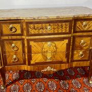 Chest of drawers Transition Style Louis XV marquetry and bronze
