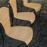Chaises fer forgé rotin vintage