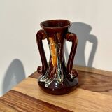 Orange and brown Vallauris vase