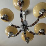Art Deco chandelier in nickel-plated and opaline metal