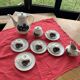 Coffee service keraluX boch Freres Belgium peasant scenes art deco