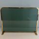 Single Panel Fire Screen in Tinted Green Glass with Brass Frame