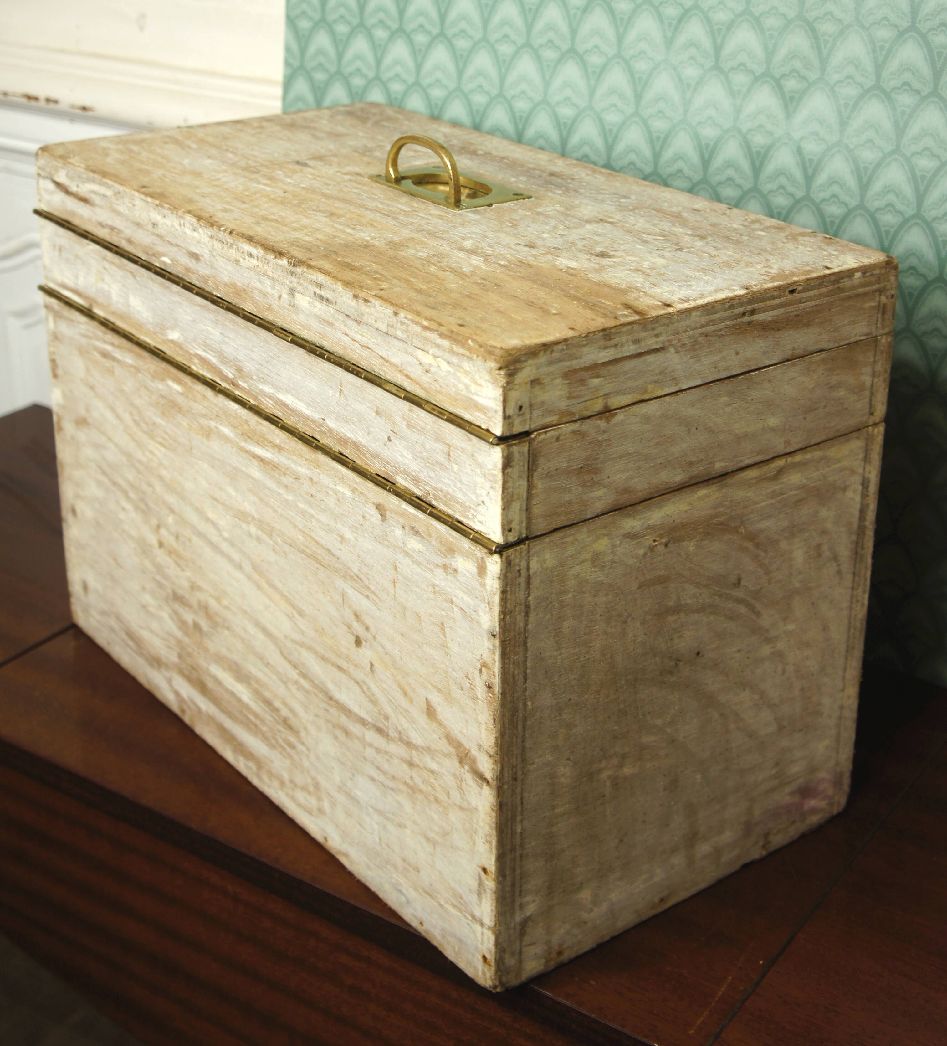 Wooden box & old brass 3 levels