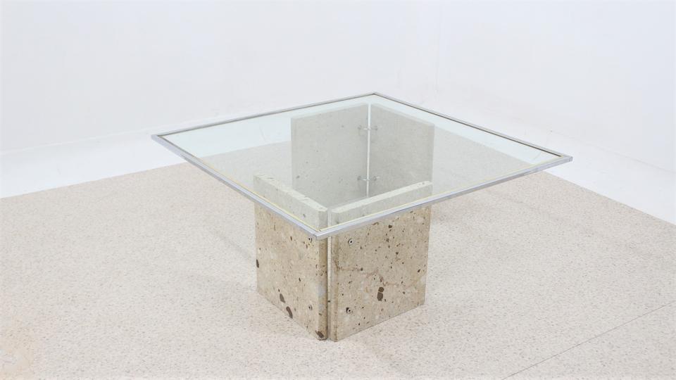 Italian marble and glass coffee table 1970