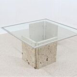 Italian marble and glass coffee table 1970