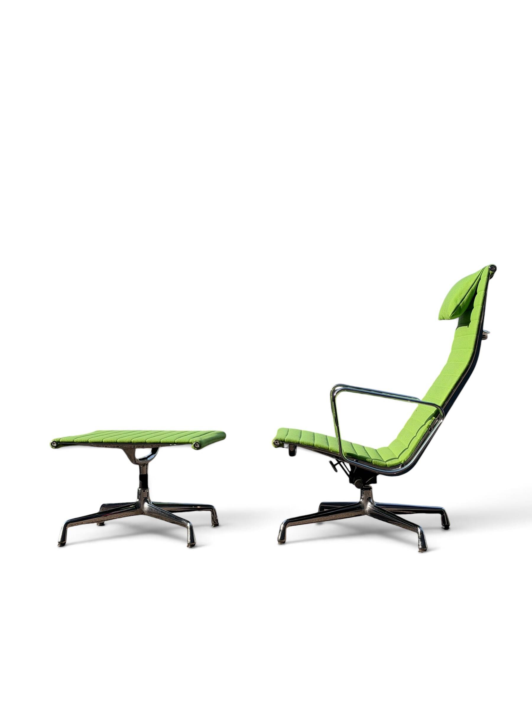 Eames EA 124 Armchair & EA 125 Ottoman for Vitra - Green Fabric