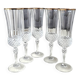 Lot of 5 x Large Champagne Flutes Valencay Gold/Cristal d'Arques