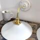 Set of two electrified white opaline wall lamps to nine