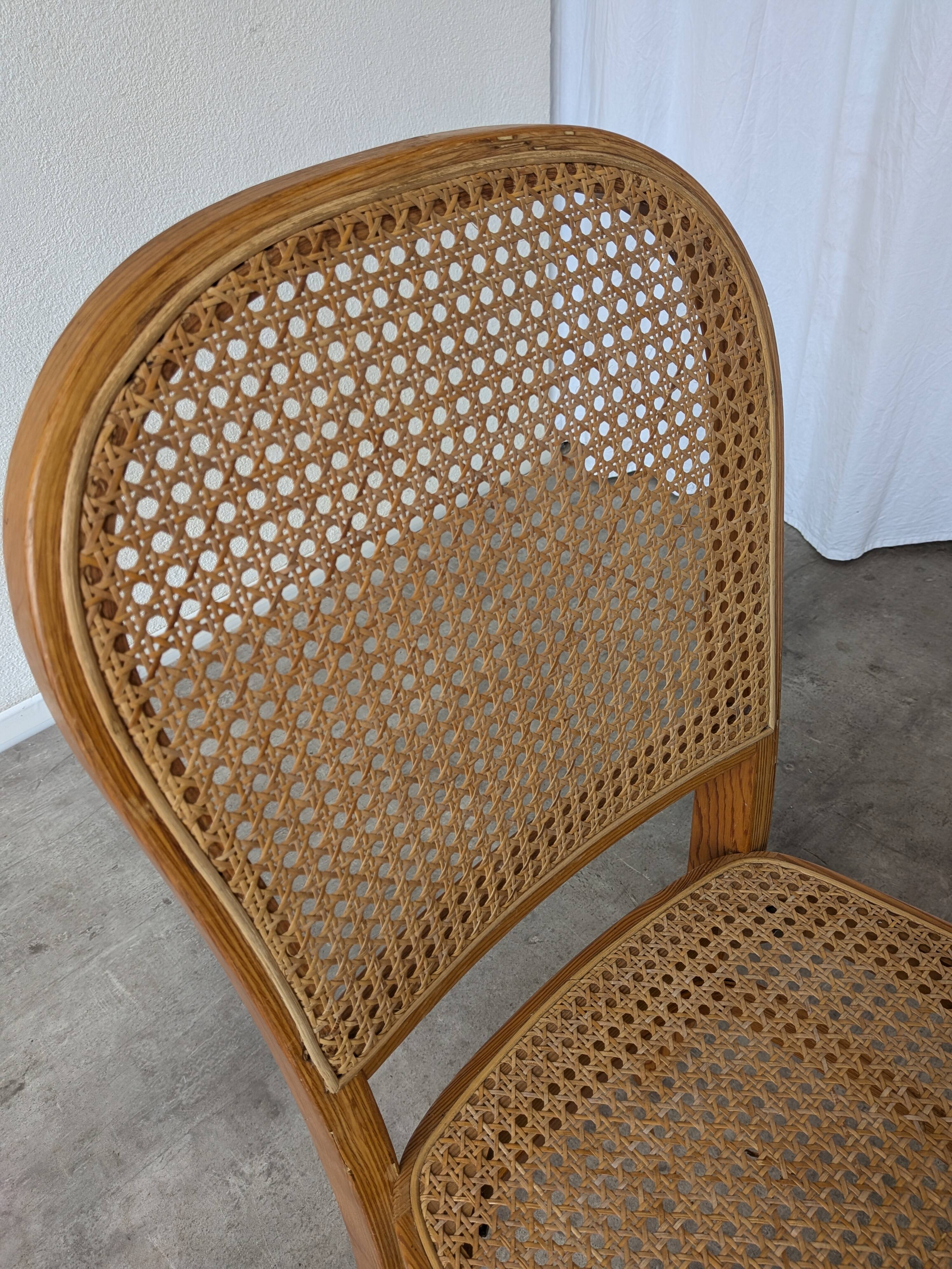 Set of 3 Vintage Wooden Dining Chairs with Cane Seat - Mid-Century Yugoslav