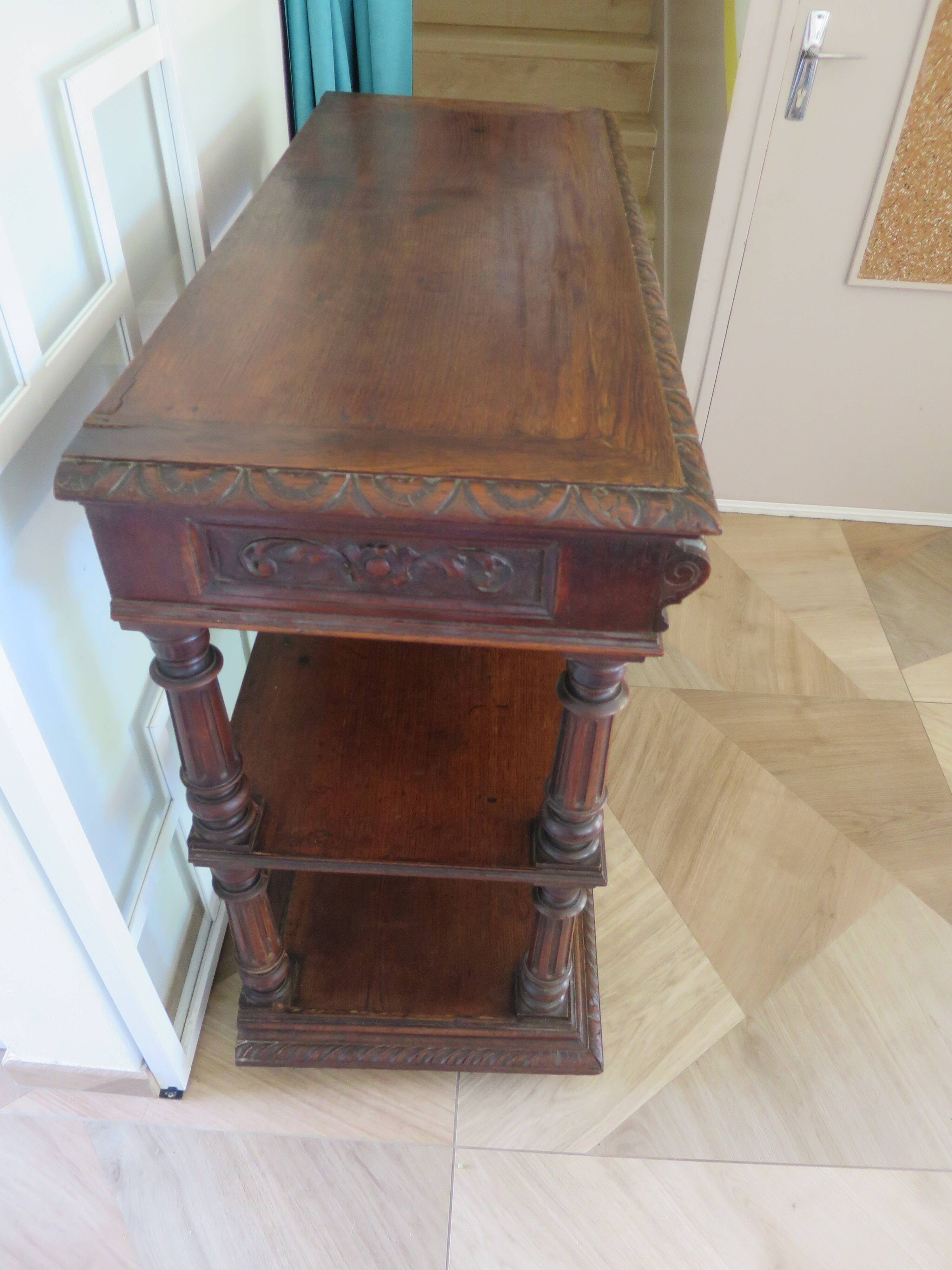 Ancien-Desserte-Console-Meuble de présentation-Henry II-fin xixème