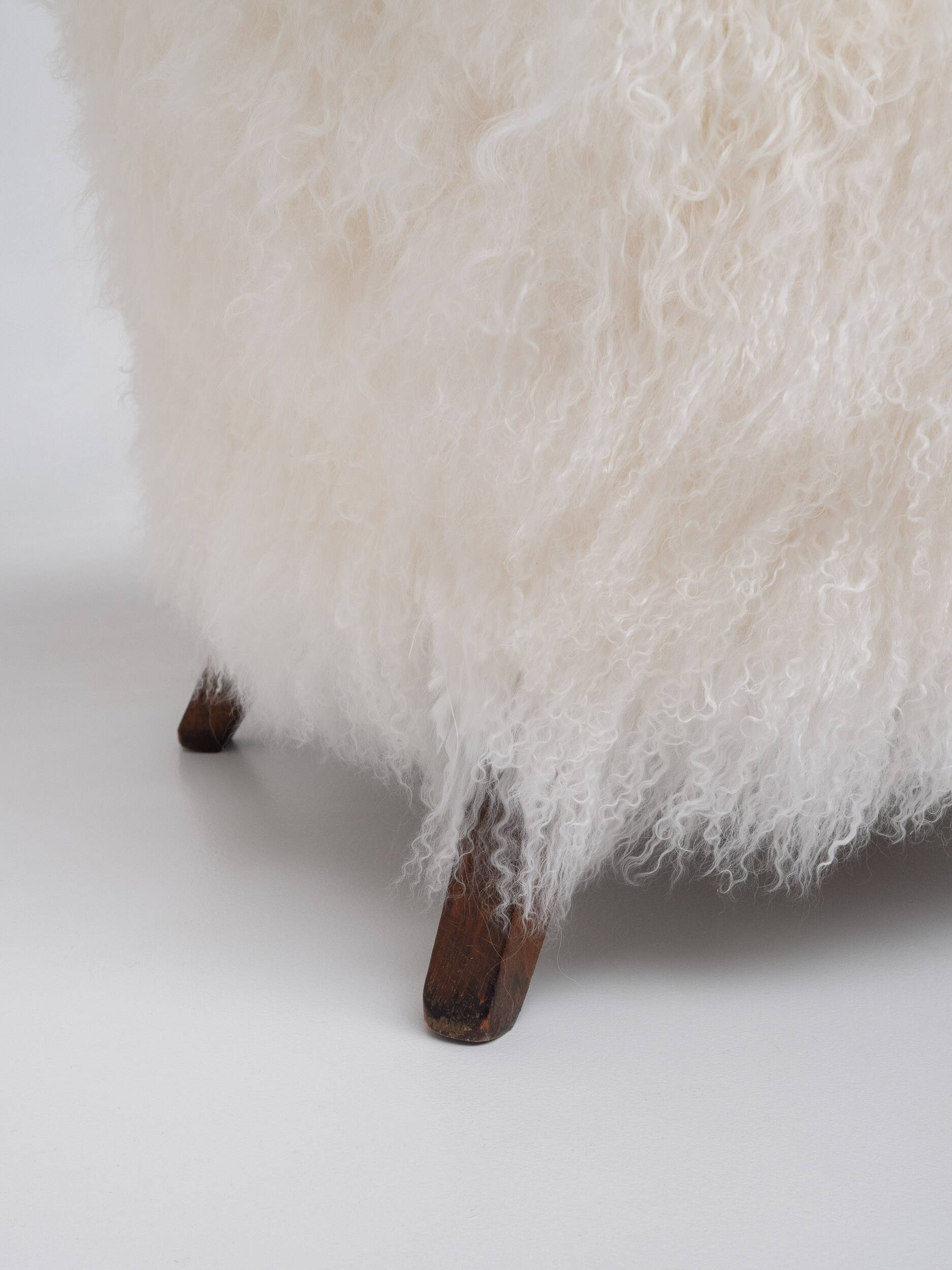 Pair of Art Deco Armchairs in Mongolian Sheepskin, 1950s