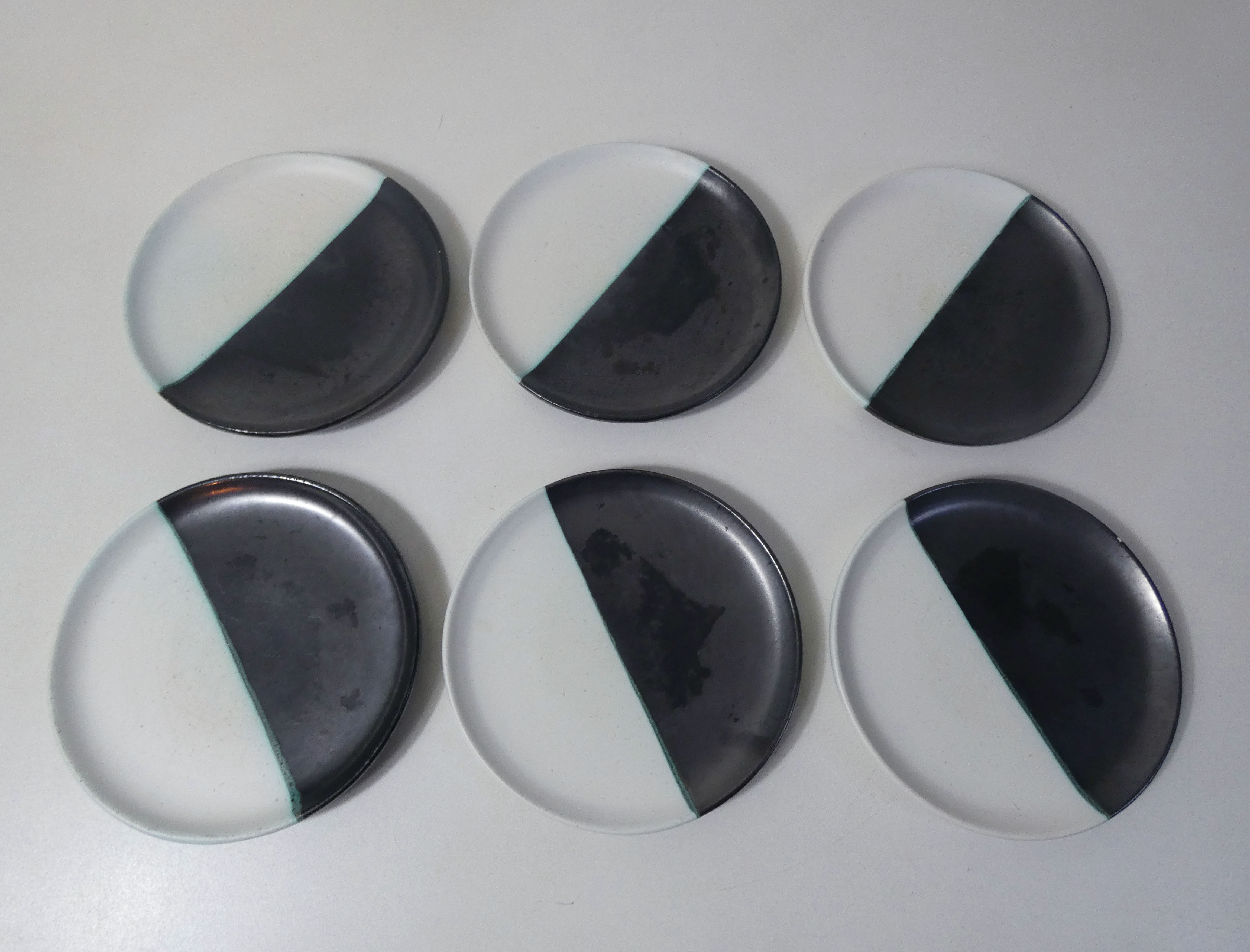 6 ceramic stoneware plates signed Vallauris Cerenne
