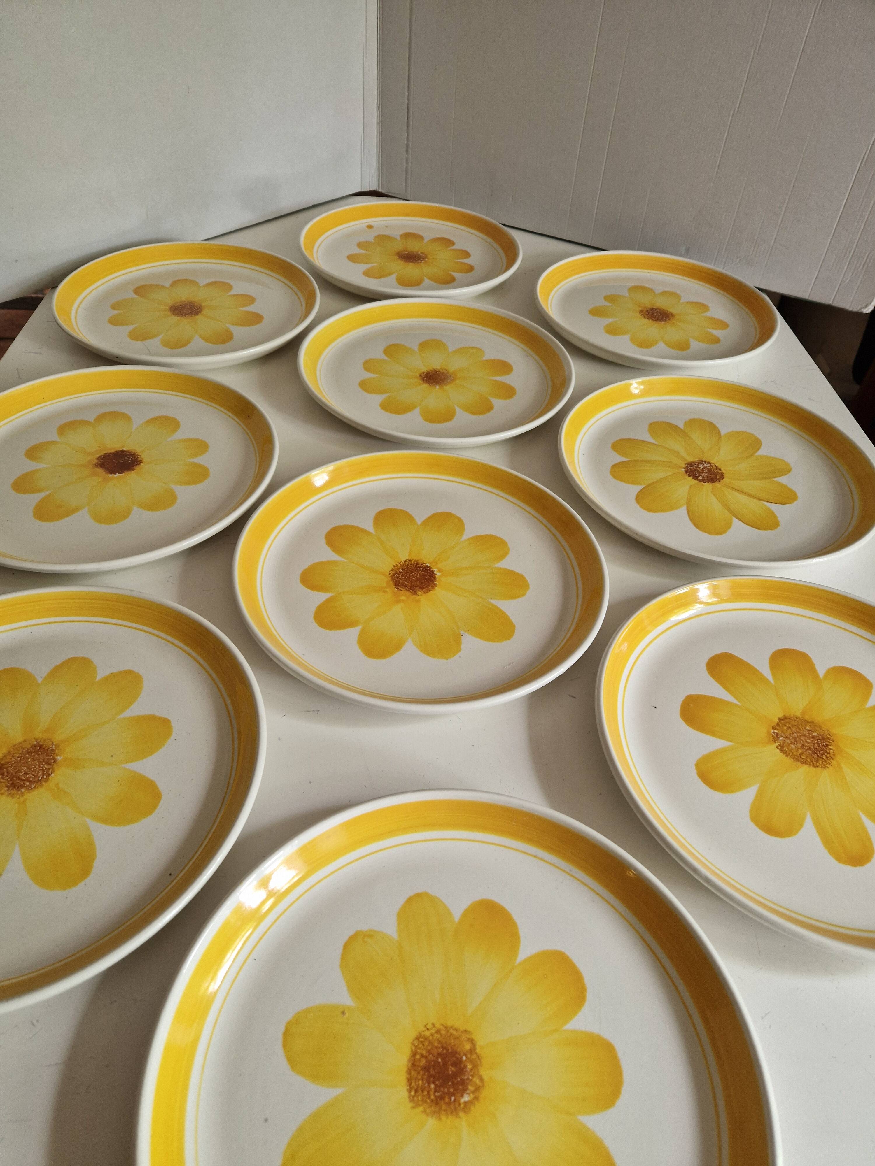 Set of 10 Flat Plates Sarreguemines Model Roseline