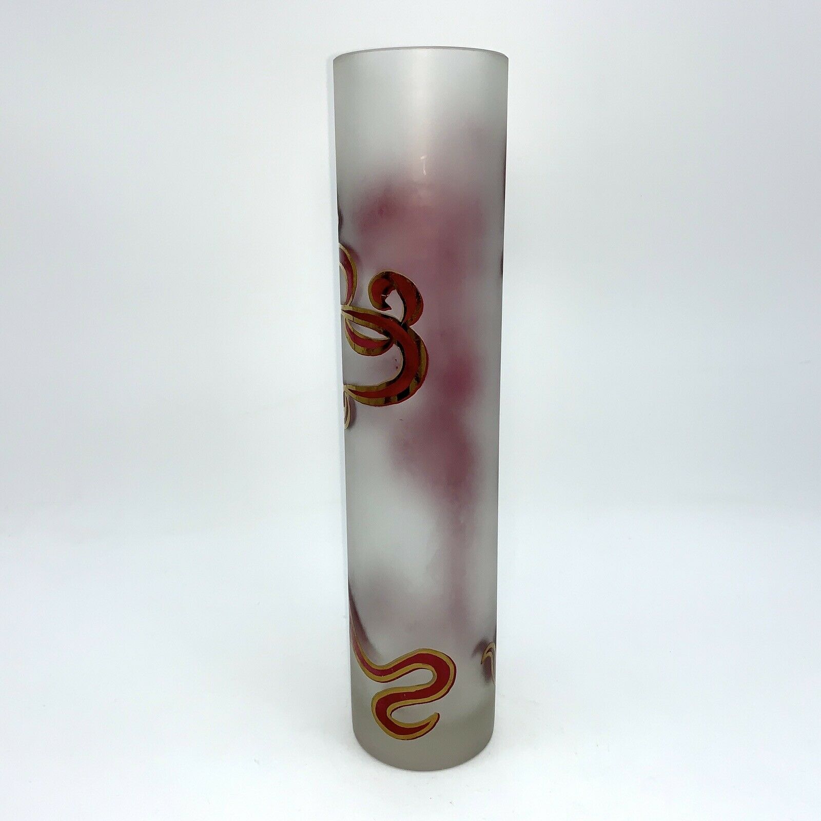Vase glass scroll painted and gilded floral decoration art nouveau inspiration