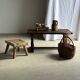 Large antique woven wicker basket with handle H45 L43 D25