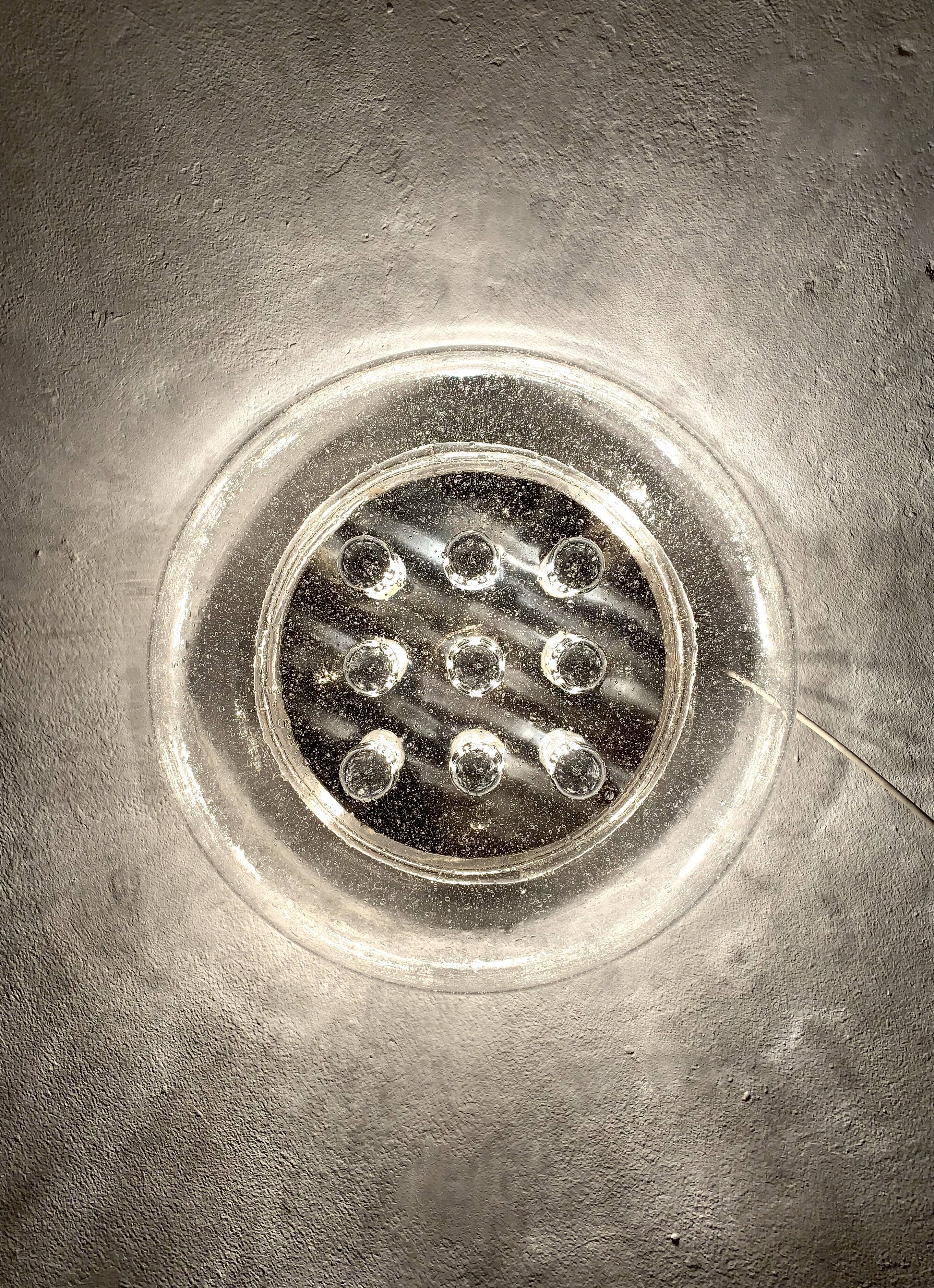 Large Bubble Glass Mushroom Flush Lamp