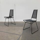 Set of vintage postmodern metal accent chairs by Rolf Rahmlow, 1980s.