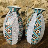 Pair of art deco vases in Sarreguemines earthenware