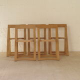 Foldable chairs in elm or ash seat cannage 1970