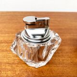 Mid-century Scandinavian heavy frosted glass table and ashtray, 1960s, set of 2.