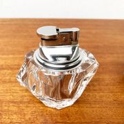 Mid-century Scandinavian heavy frosted glass table and ashtray, 1960s, set of 2.