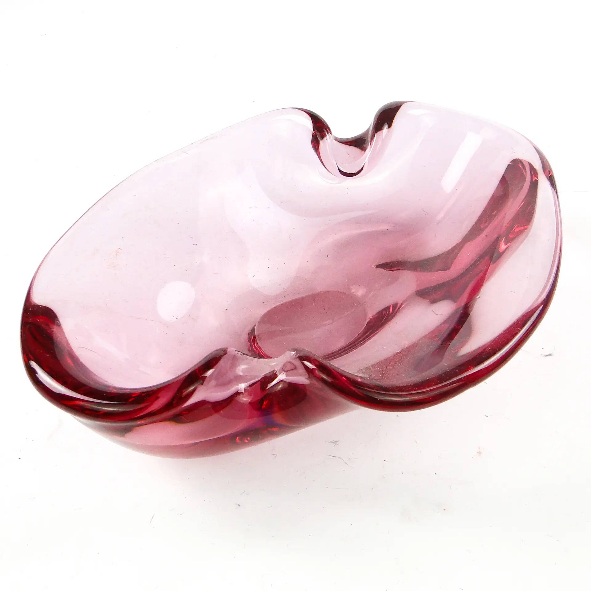 Bol à fruits moderne du milieu du siècle, en verre, Val Saint Lambert, Belgique, années 1950.