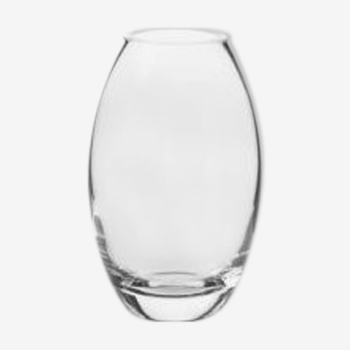 Contemporary elliptical colorless crystal vase by Krosno-Glassware