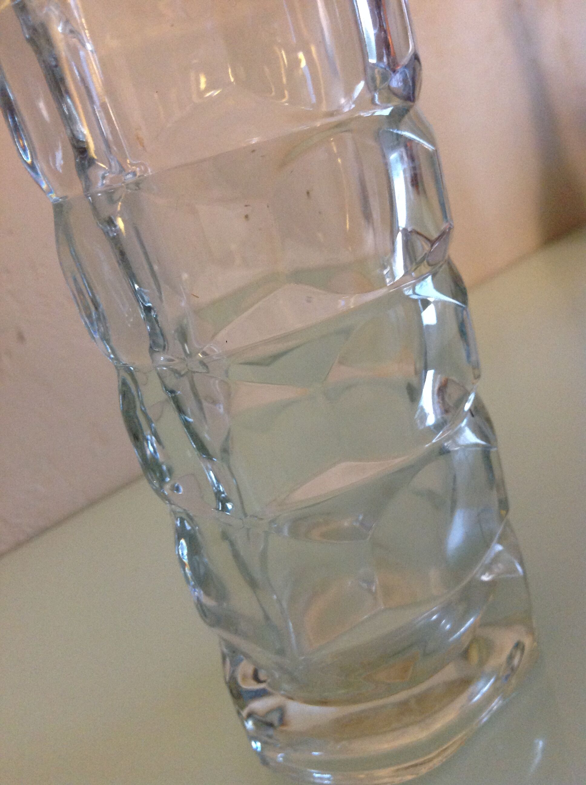 Structured glass faceted vase vintage 70s