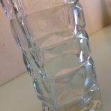 Structured glass faceted vase vintage 70s